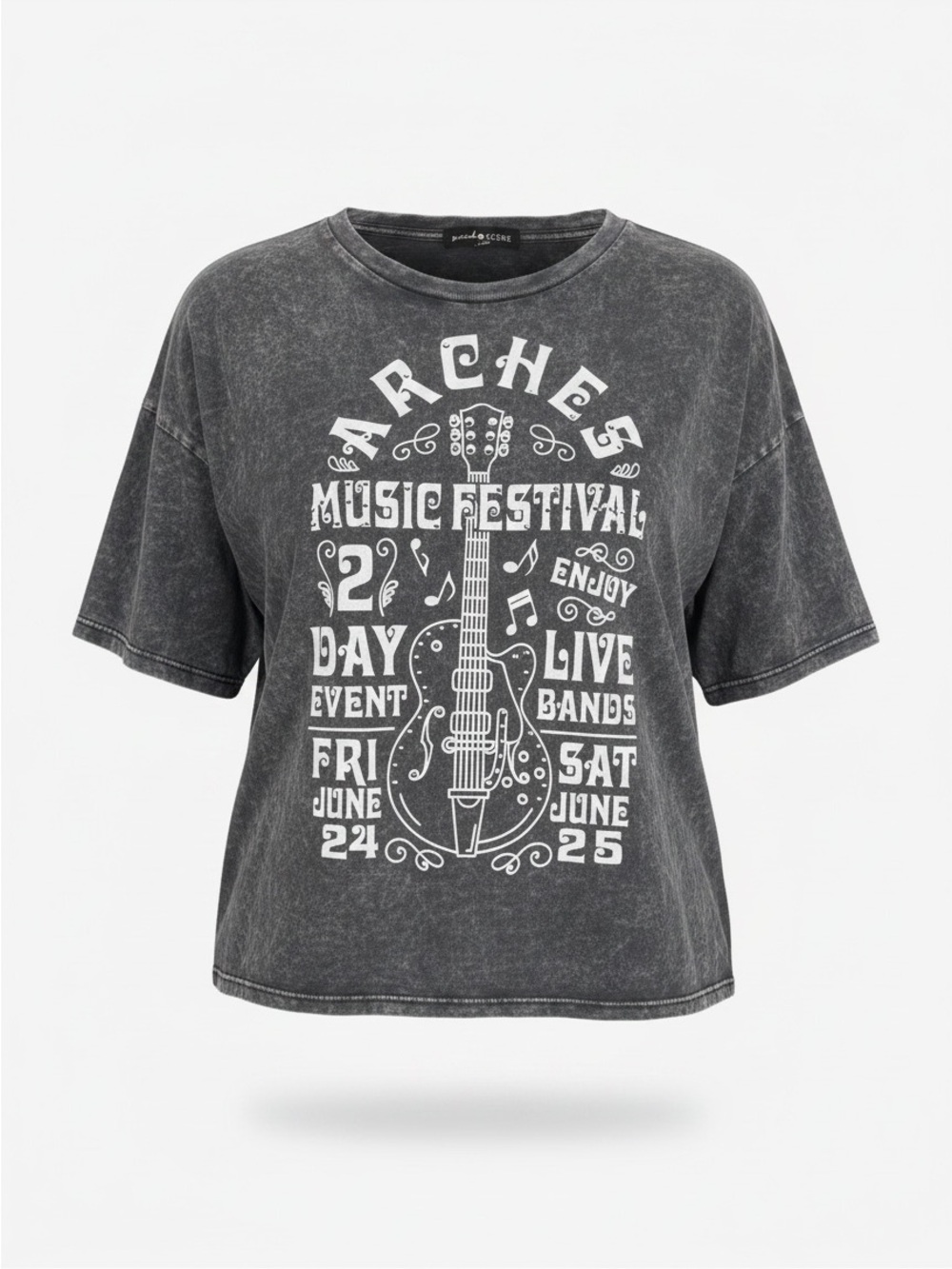 Social Scene Women's Gray Graphic Short-Sleeve Tee - Arches Music Festival